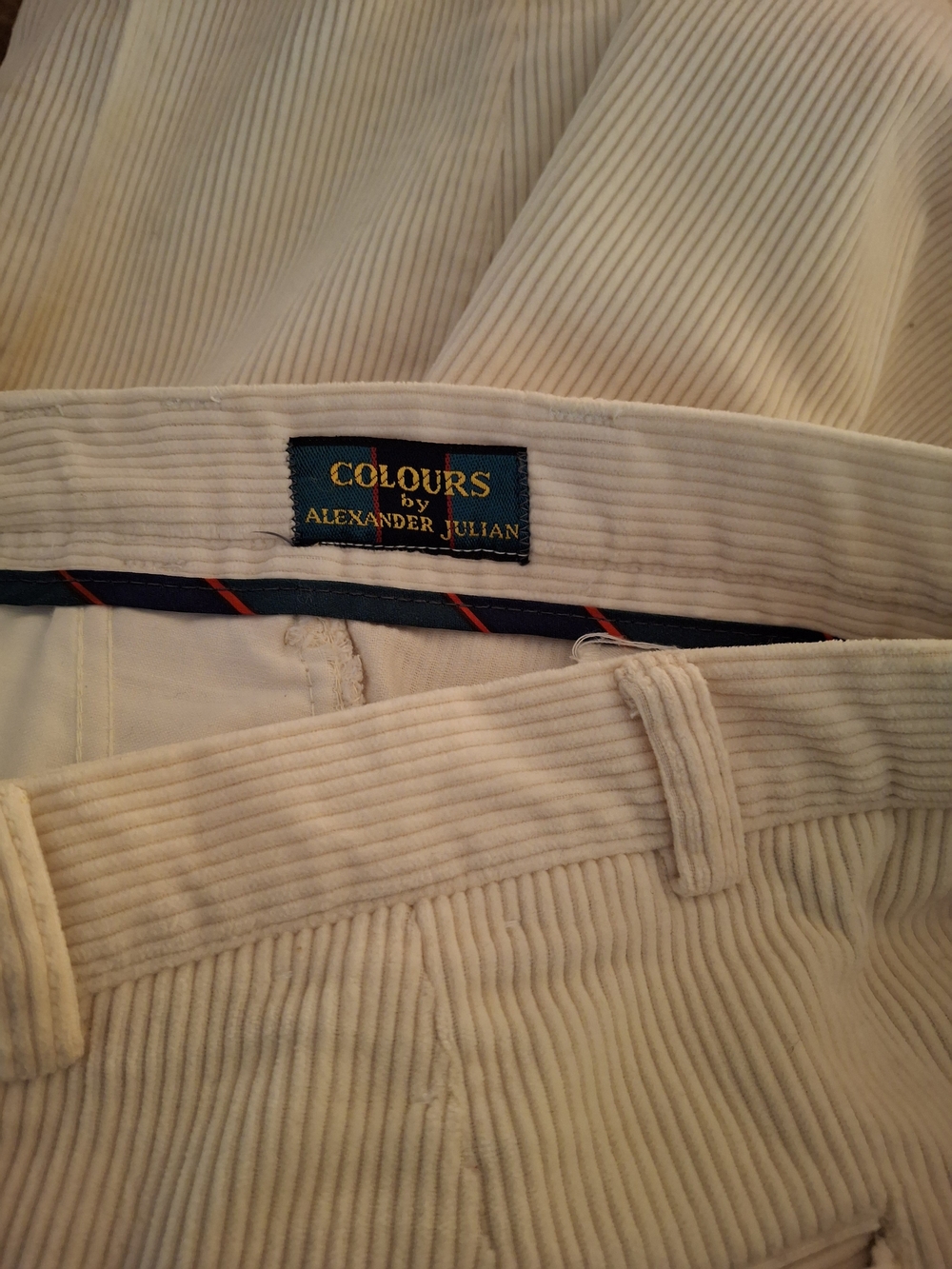 Men's Vintage Colours Alexander Julian Cream Corduroy Pants - Picture 5 of 5